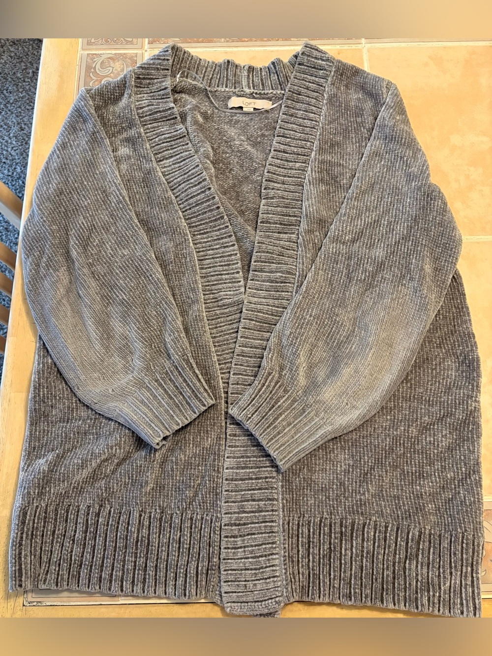 LOFT Gray Chenille Ribbed Open-Front Cardigan NWOT!!! PERFECT CONDITION!!!